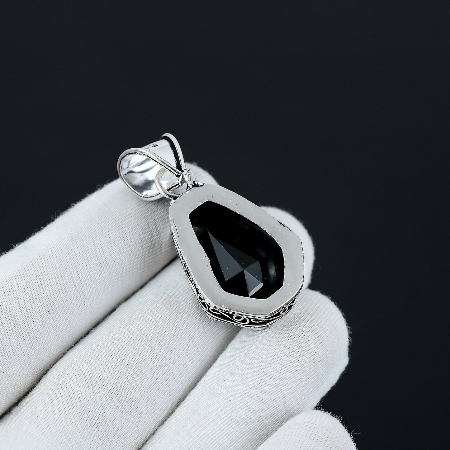 Black Spinel Coffin Gemstone Pendant
