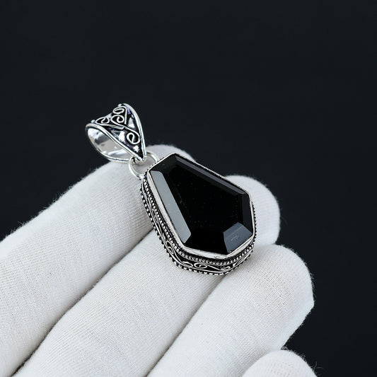 Black Spinel Coffin Gemstone Pendant