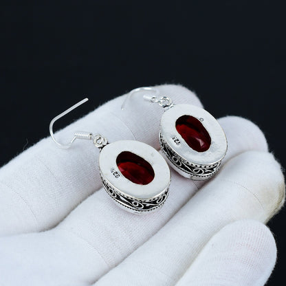 Red Garnet Gemstone Earrings
