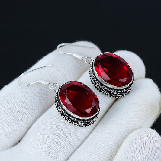 Red Garnet Gemstone Earrings