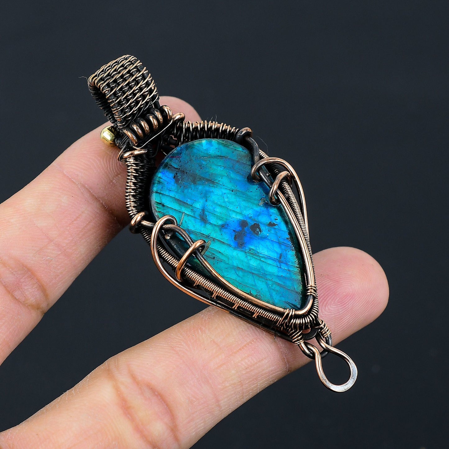 Neon Blue Labradorite Gemstone Pendant