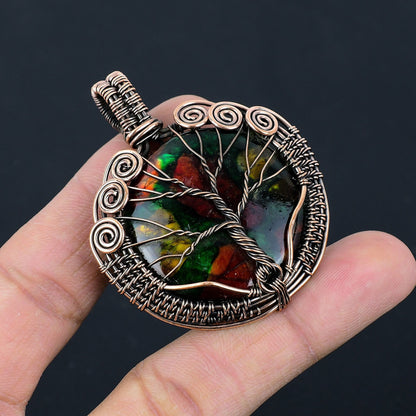 Multi-Colour Labradorite Gemstone Tree of Life Pendant