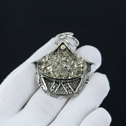 Gold Pyrite Druzy Pendant