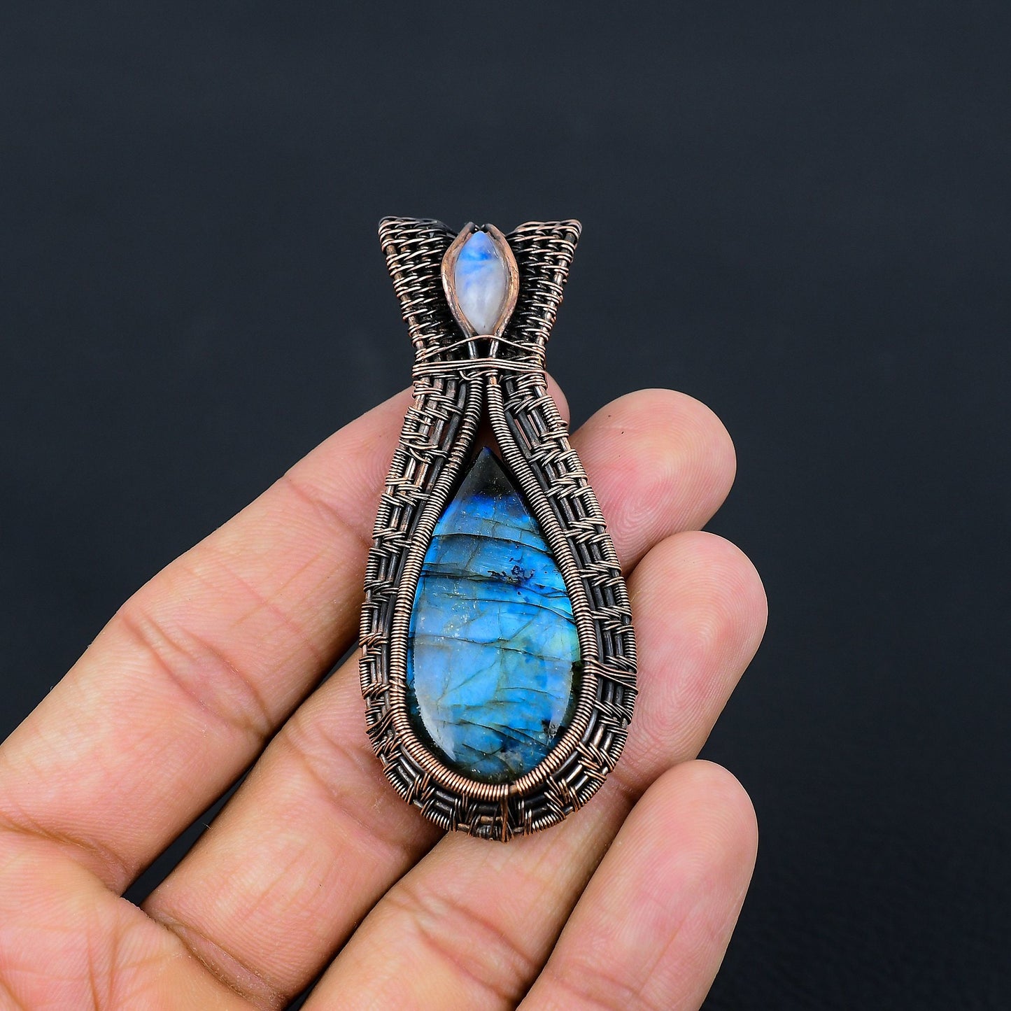 Blue Fire Labradorite Gemstone Pendant