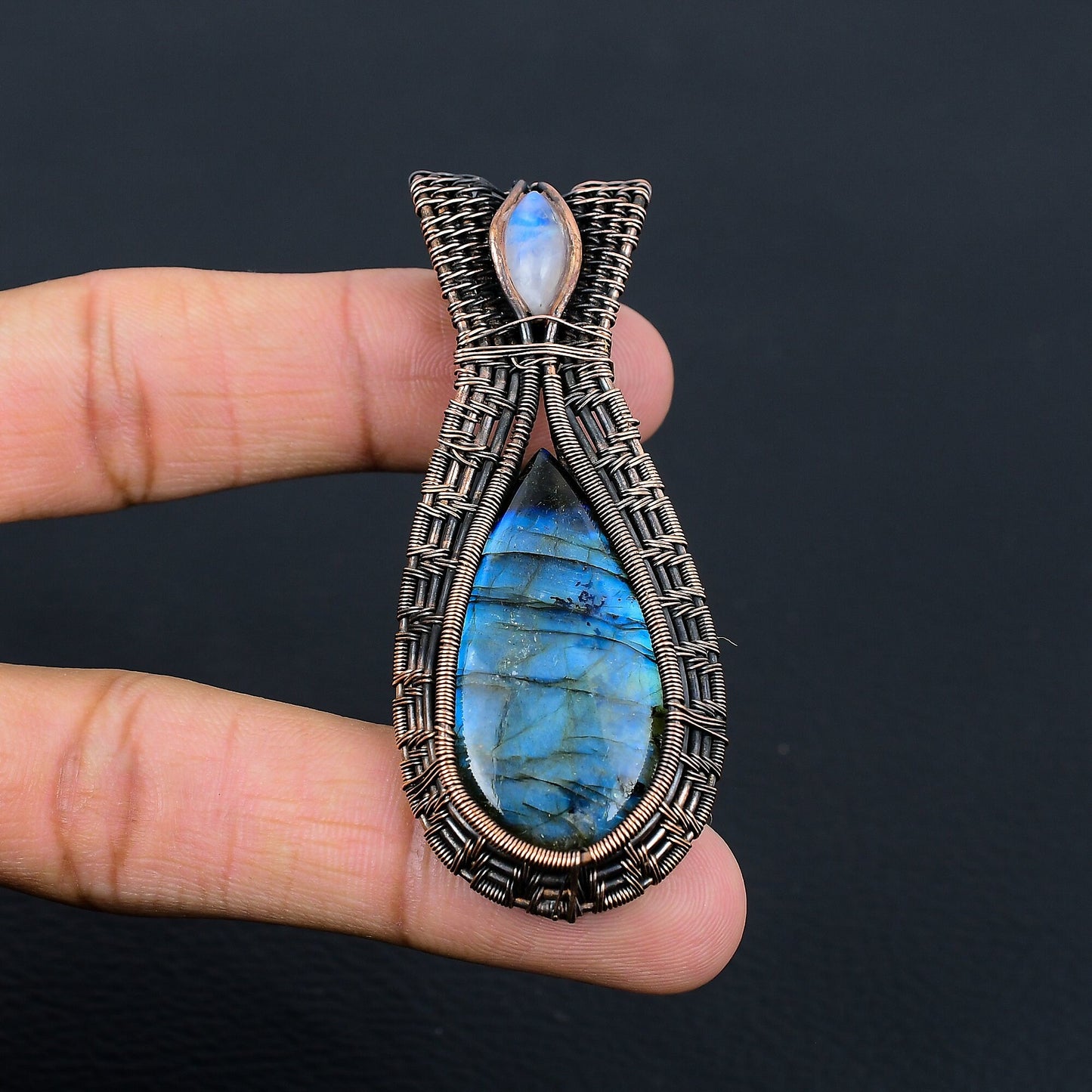 Blue Fire Labradorite Gemstone Pendant