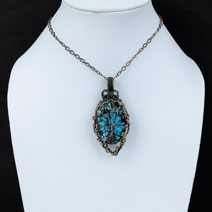 Turquoise Gemstone Tree of Life Pendant