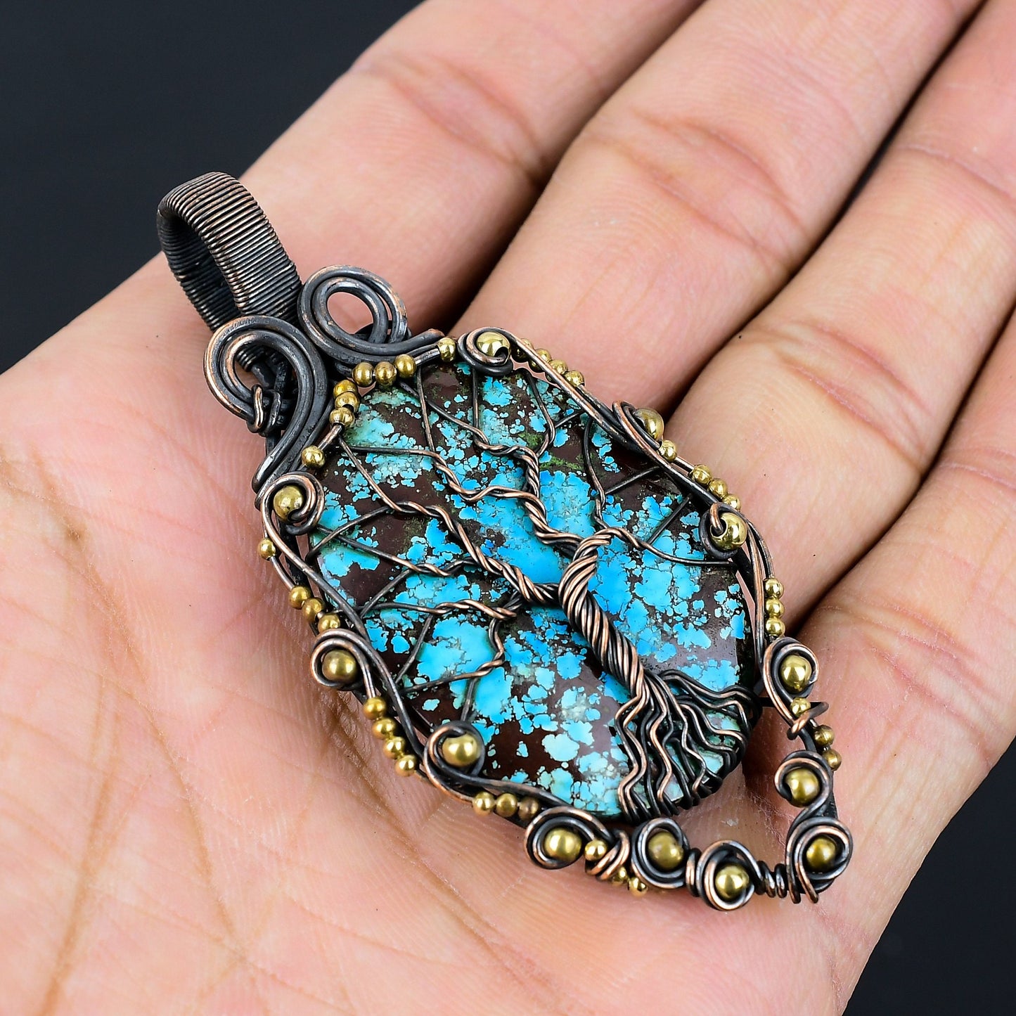 Turquoise Gemstone Tree of Life Pendant