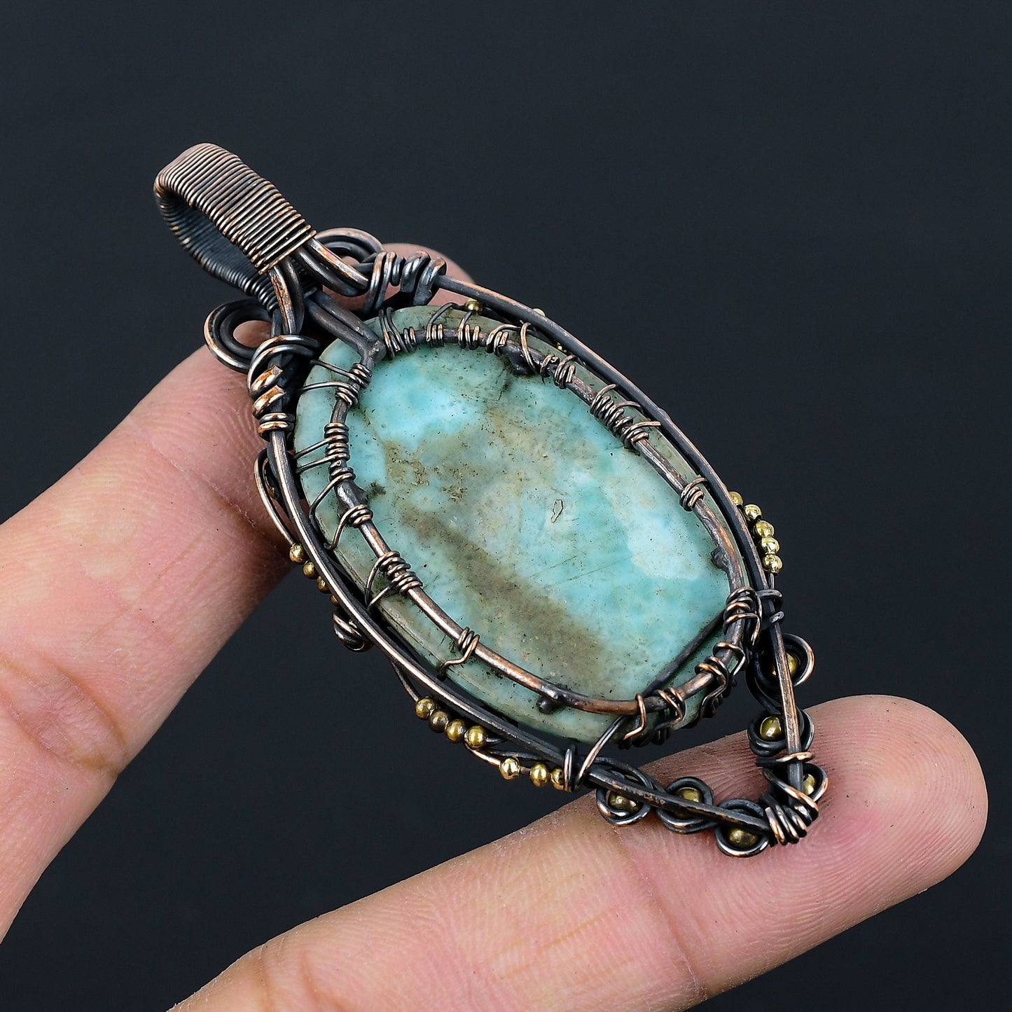 Blue Larimar Gemstone Tree of Life Pendant