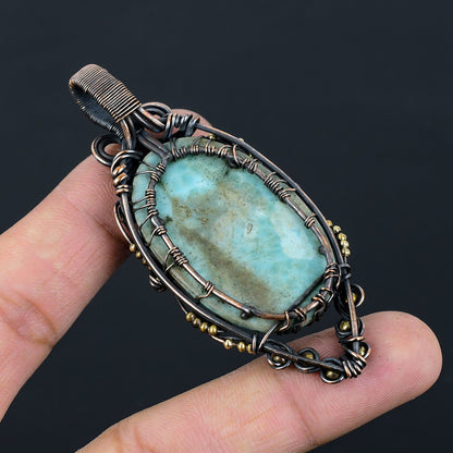 Blue Larimar Gemstone Tree of Life Pendant