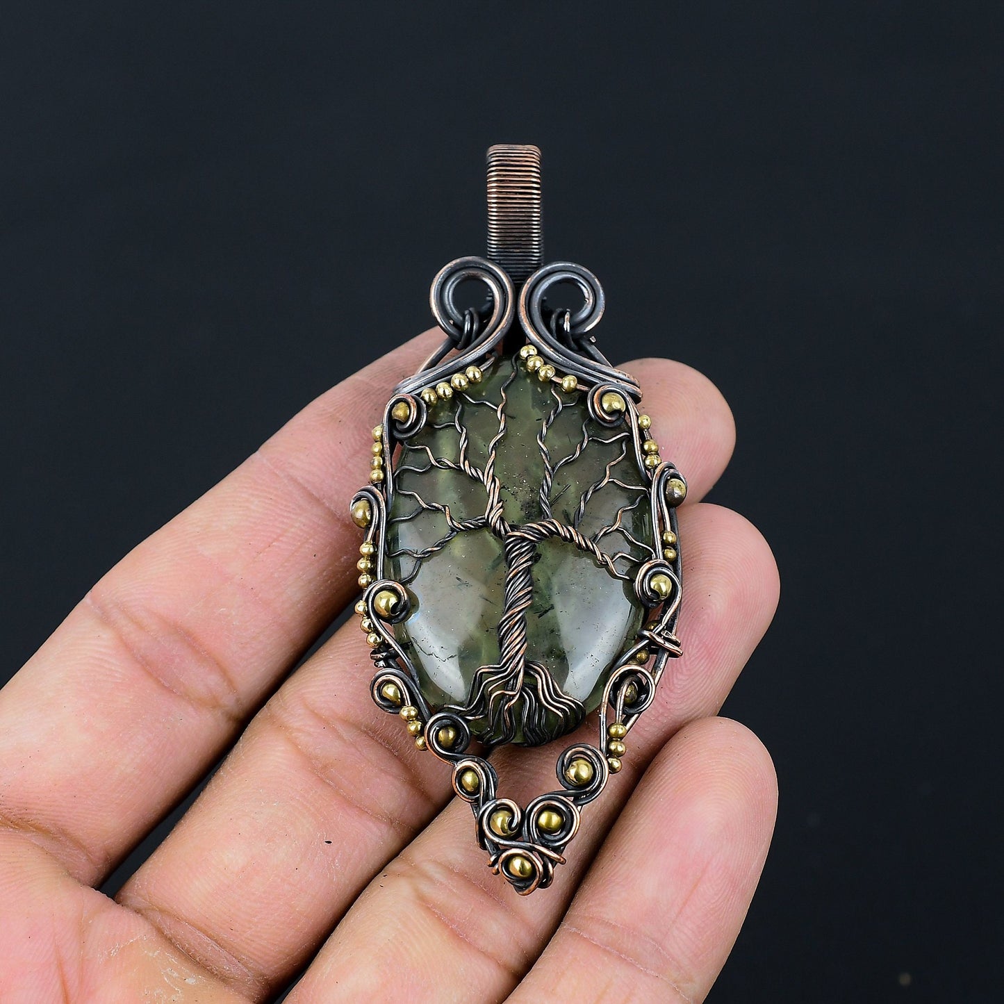 Green Prehnite Gemstone Pendant