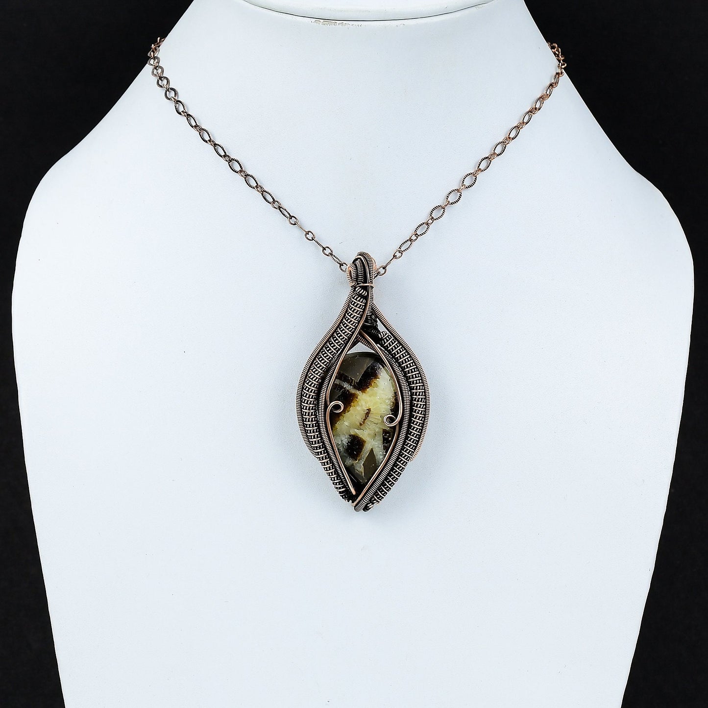 Brown & Yellow Septarian Gemstone Pendant