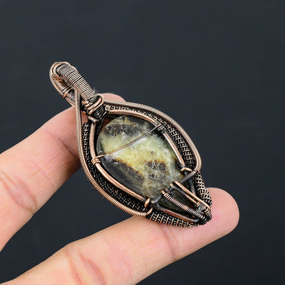 Brown & Yellow Septarian Gemstone Pendant