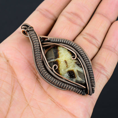 Brown & Yellow Septarian Gemstone Pendant