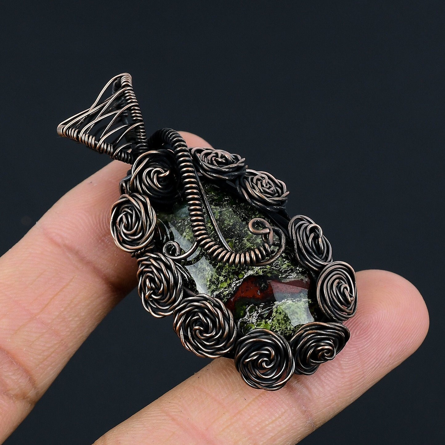 Green Bloodstone Gemstone Pendant