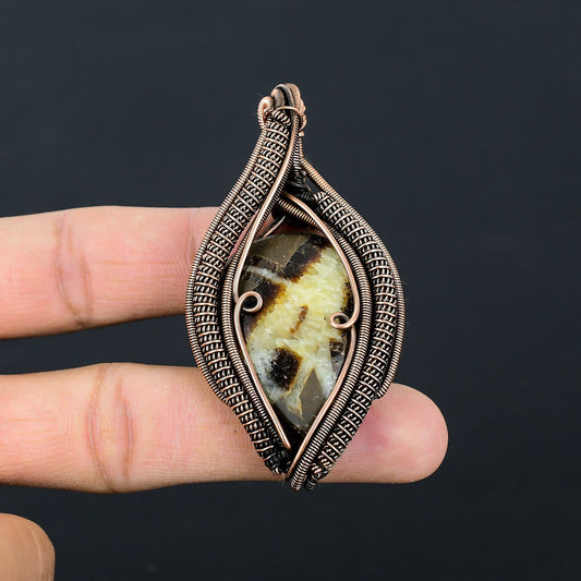 Brown & Yellow Septarian Gemstone Pendant