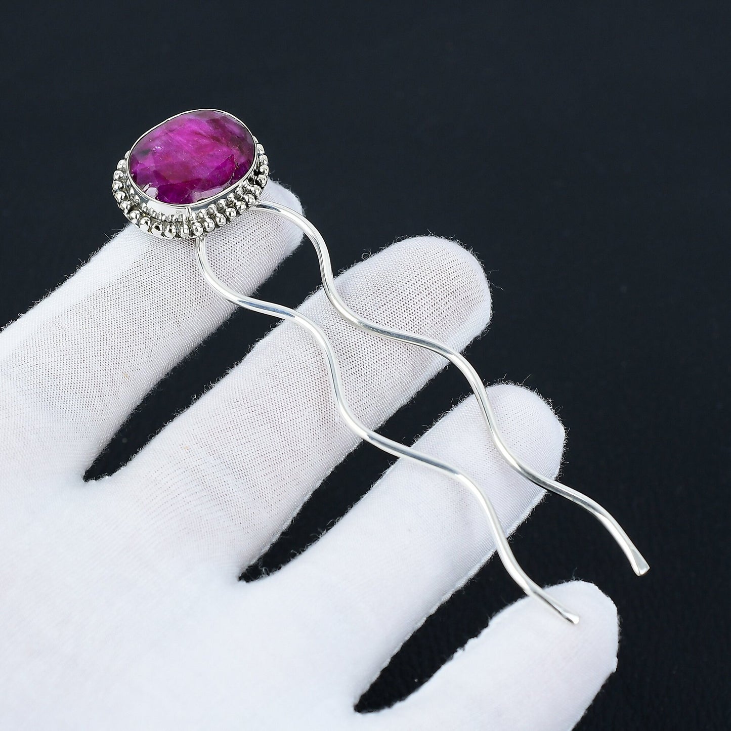 Ruby Gemstone Hair Bun Pin