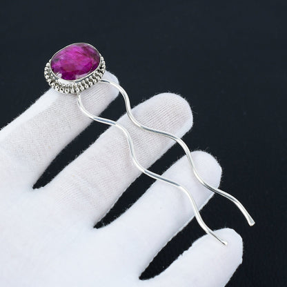Ruby Gemstone Hair Bun Pin