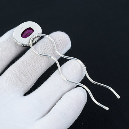 Ruby Gemstone Hair Bun Pin