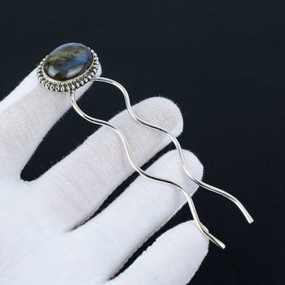 Blue Labradorite Gemstone Hair Pin