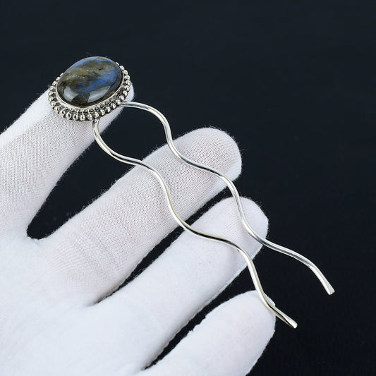 Blue Labradorite Gemstone Hair Pin