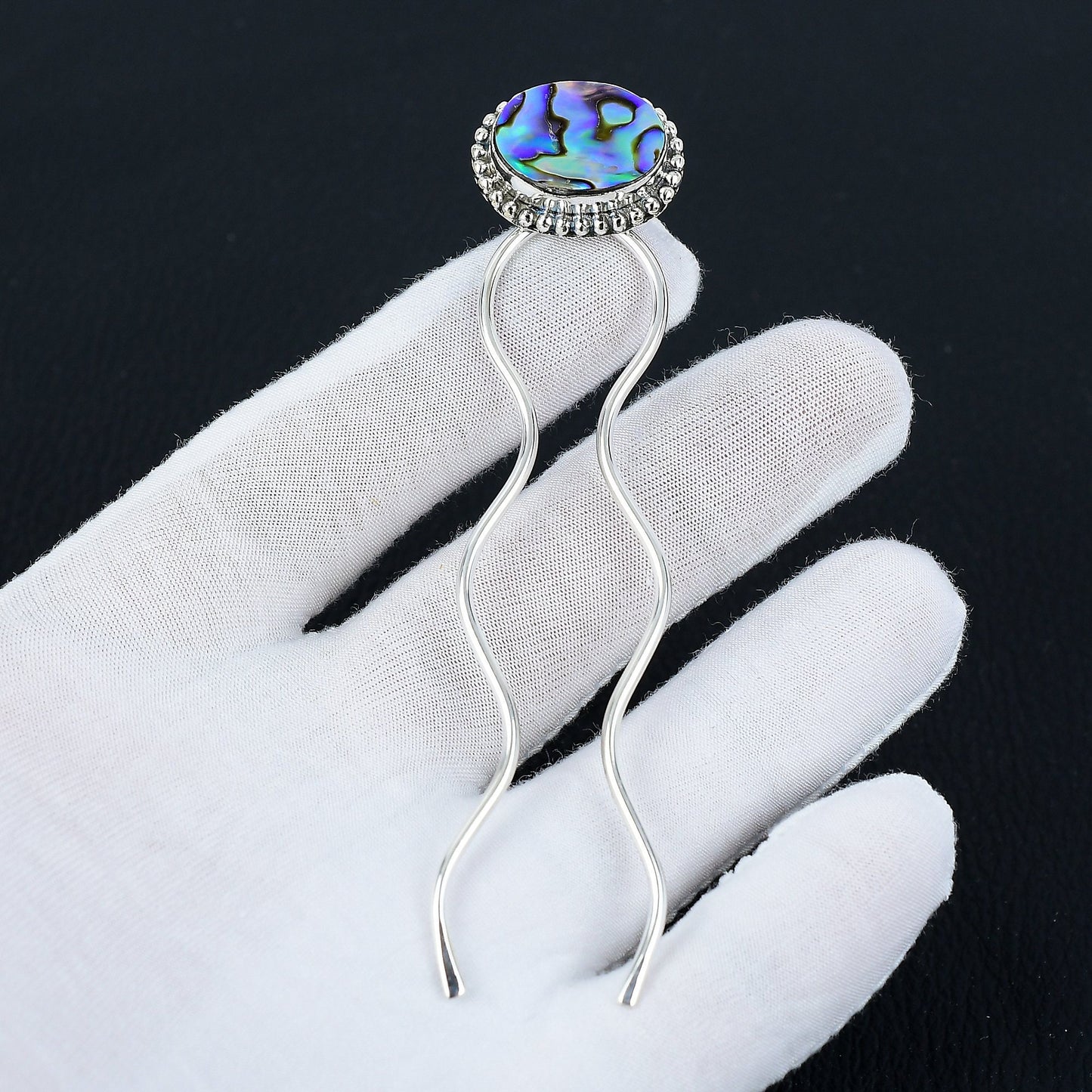 Iridescent Abalone Shell Hair Bun Pin