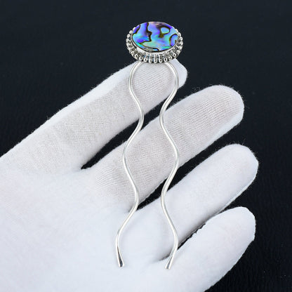Iridescent Abalone Shell Hair Bun Pin