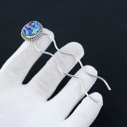 Iridescent Abalone Shell Hair Bun Pin