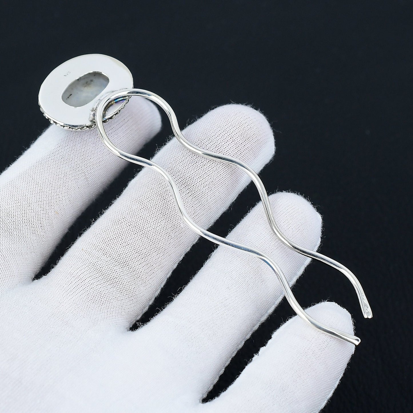 White Moonstone Gemstone Hair Pin