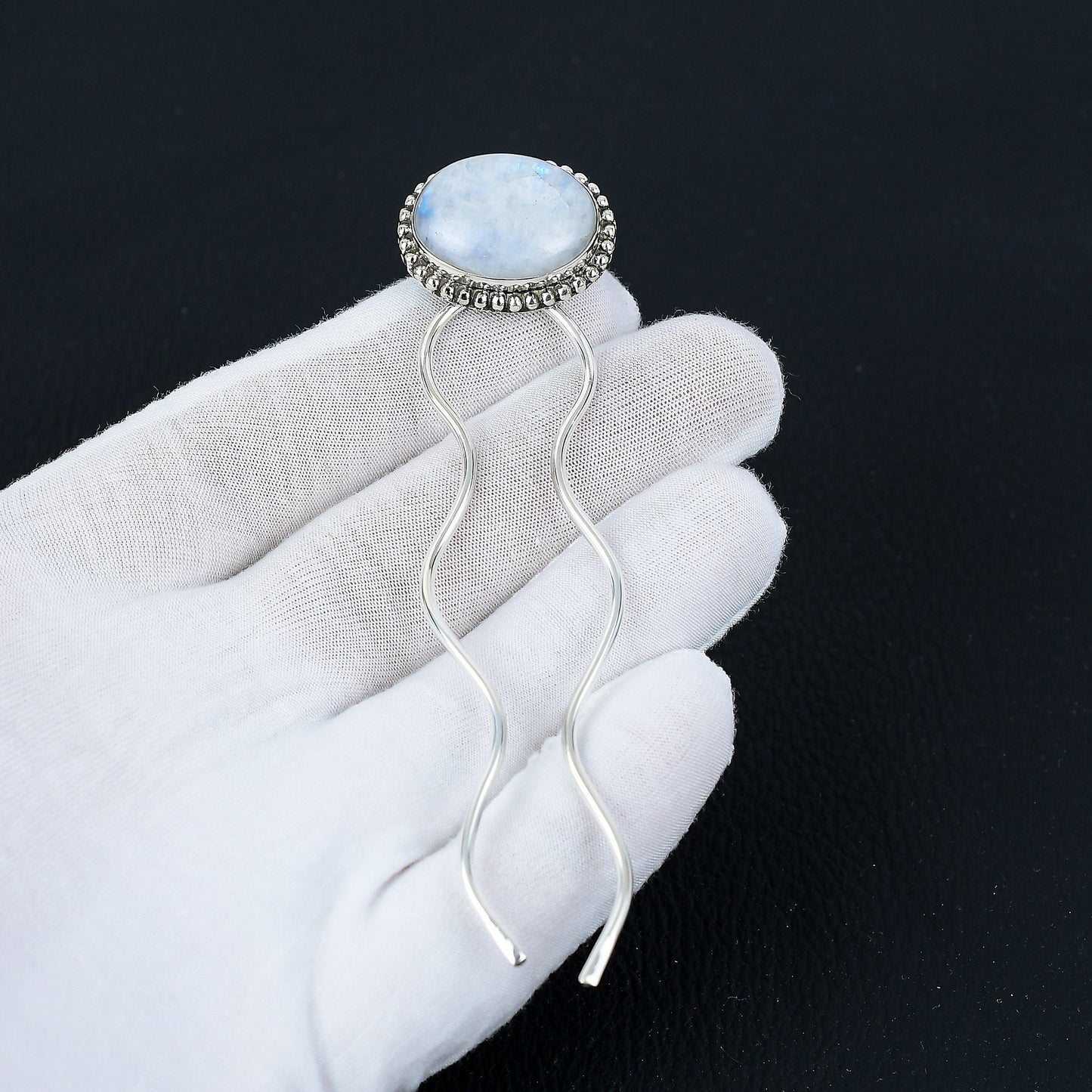 White Moonstone Gemstone Hair Pin