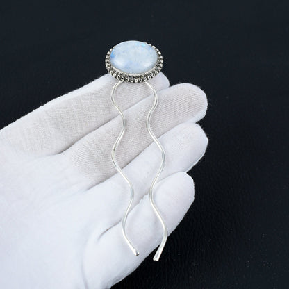 White Moonstone Gemstone Hair Pin