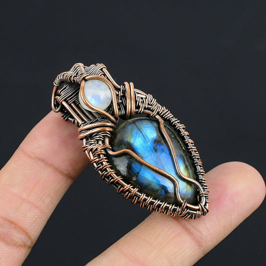 Blue Fire Labradorite Gemstone Pendant