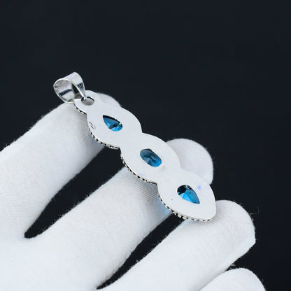 Swiss Blue Topaz Gemstone Pendant
