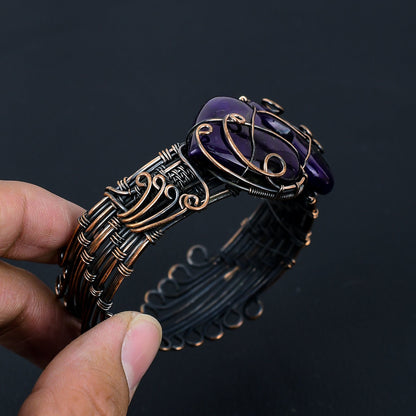 Purple Labradorite Gemstone Heart Bangle