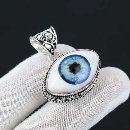 Dark Blue Human Eye Gemstone Pendant