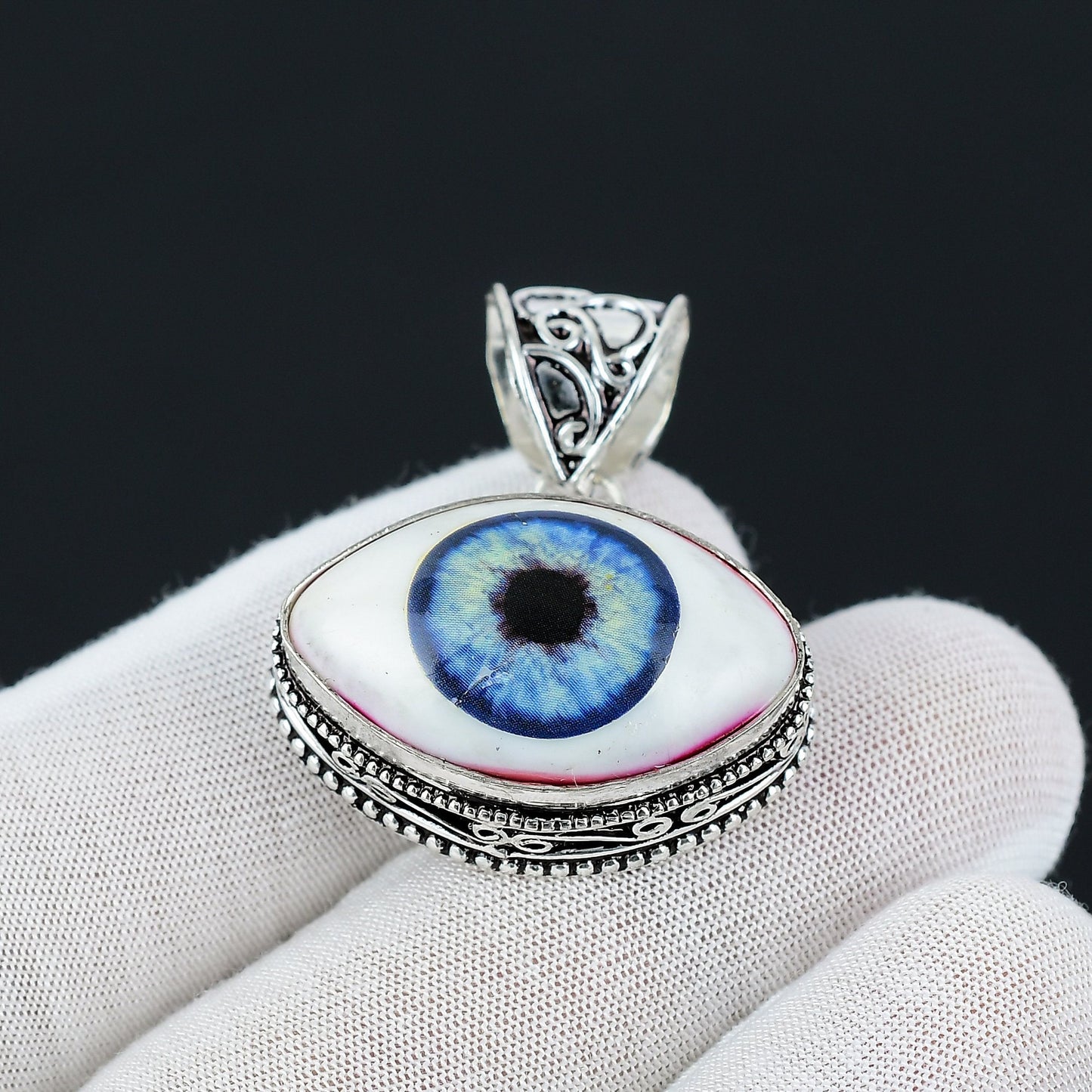 Dark Blue Human Eye Gemstone Pendant