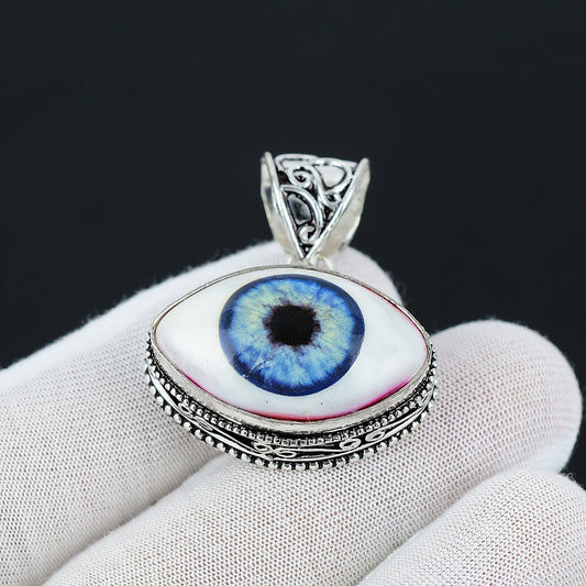 Dark Blue Human Eye Gemstone Pendant