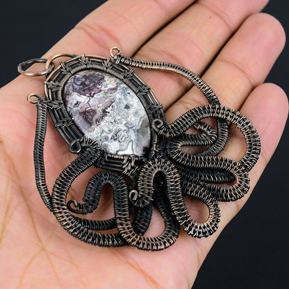 Copper Crazy Lace Agate Gemstone Pendant