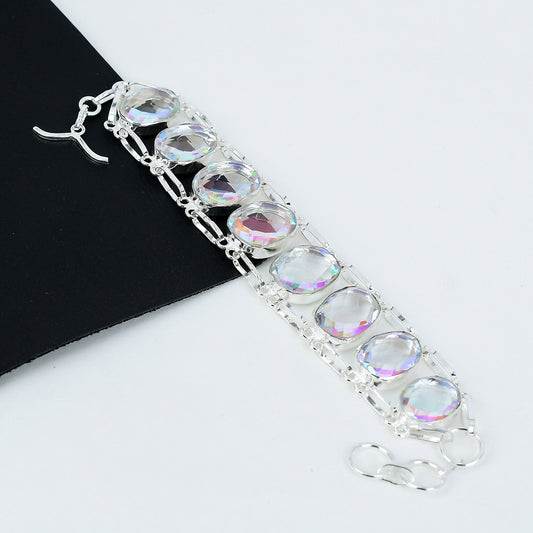 Mystic Rainbow Topaz Silver Bracelet