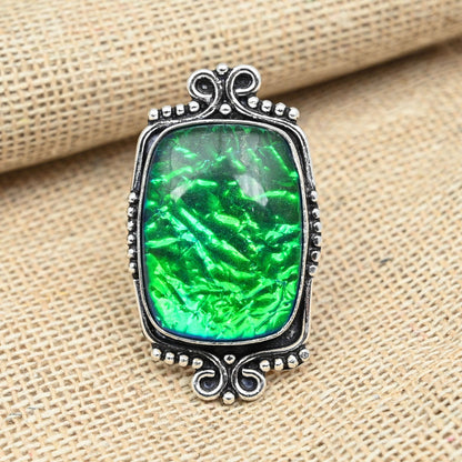 Green Triplet Opal Sterling Silver Ring