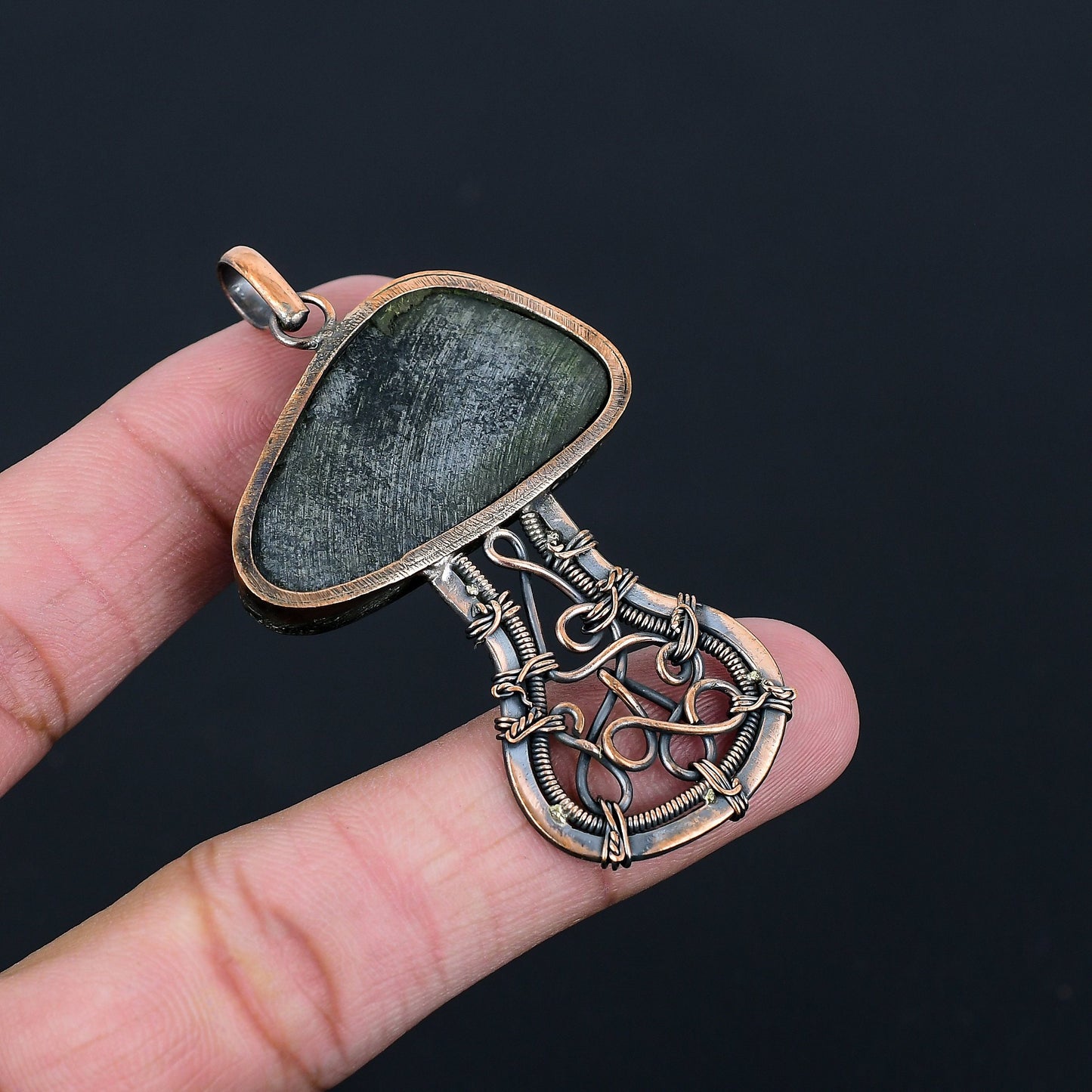 Iridescent Abalone Gemstone Copper Pendant