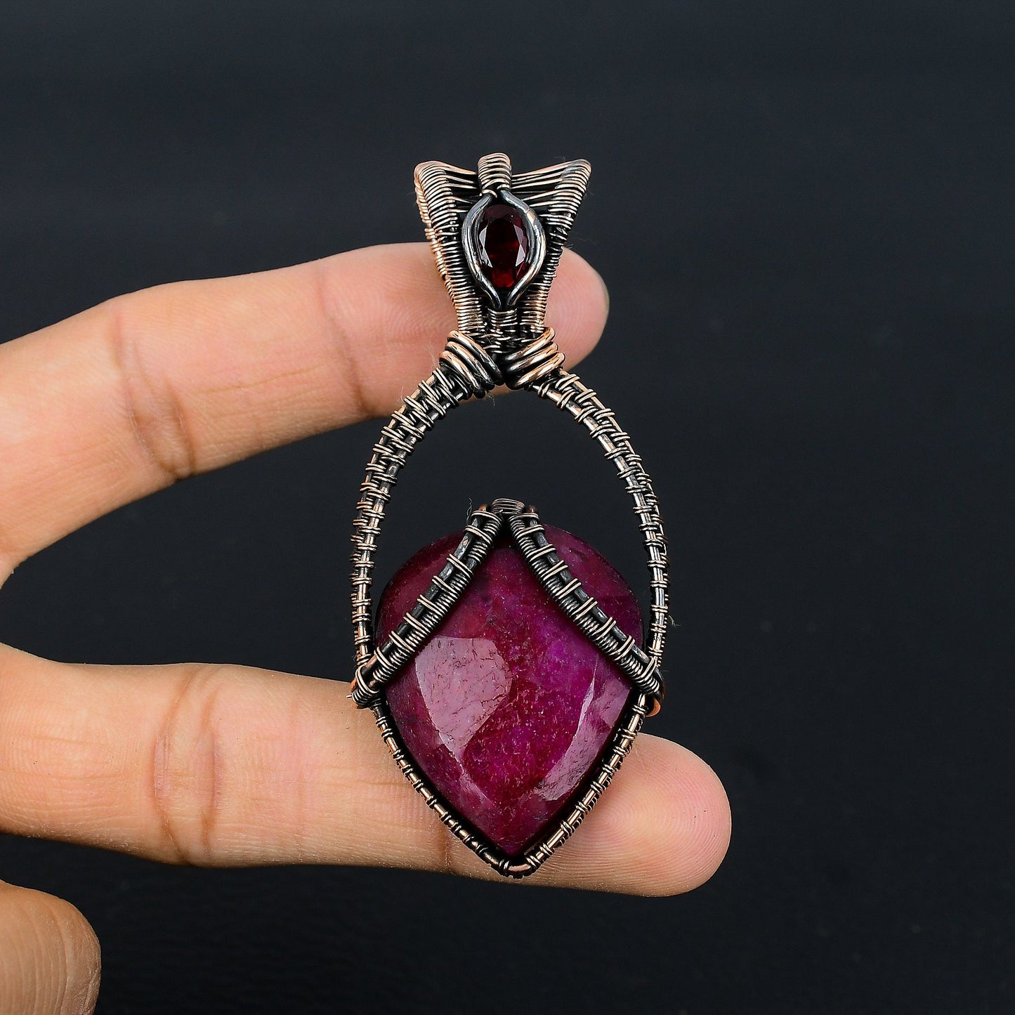 Red Ruby & Garnet Gemstone Pendant