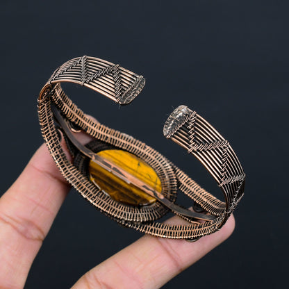 Brown Tiger Eye Gemstone Cuff Bracelet
