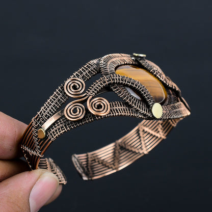 Brown Tiger Eye Gemstone Cuff Bracelet