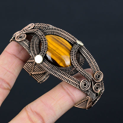 Brown Tiger Eye Gemstone Cuff Bracelet