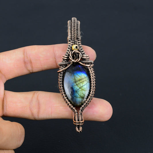 Blue-Green Labradorite Gemstone Pendant