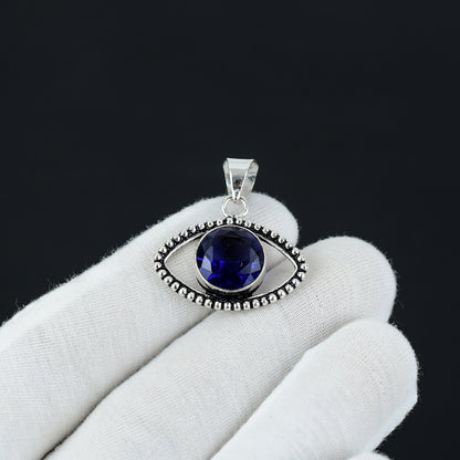 Blue Tanzanite Eye Sterling Silver Pendant