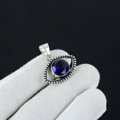 Blue Tanzanite Eye Sterling Silver Pendant