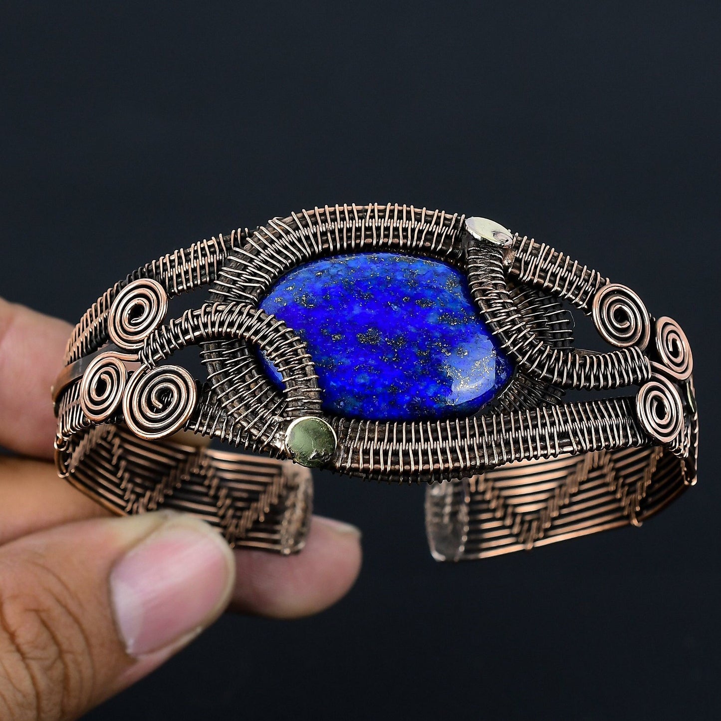 Blue Lapis Lazuli Gemstone Cuff Bracelet