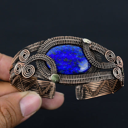 Blue Lapis Lazuli Gemstone Cuff Bracelet