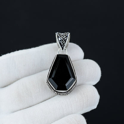 Black Spinel Coffin Gemstone Pendant
